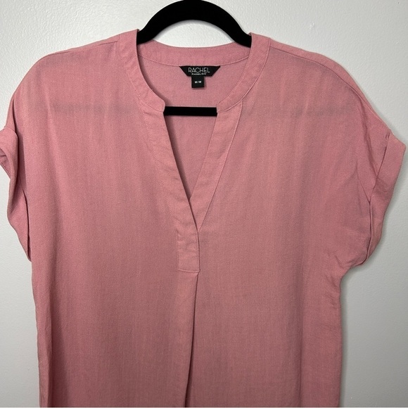 Rachel Rachel Roy V-Neck Short Sleeves Pink Tunic Top Medium - Picture 4 of 11